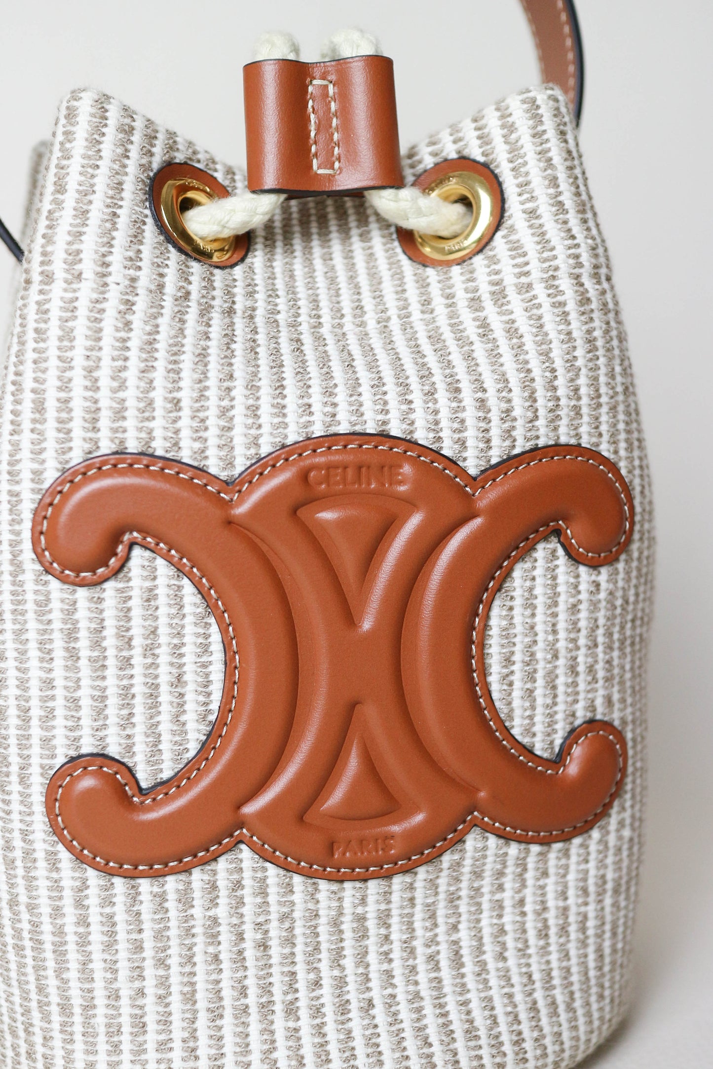 CELINE Canvas Mini Bucket Bag Beige