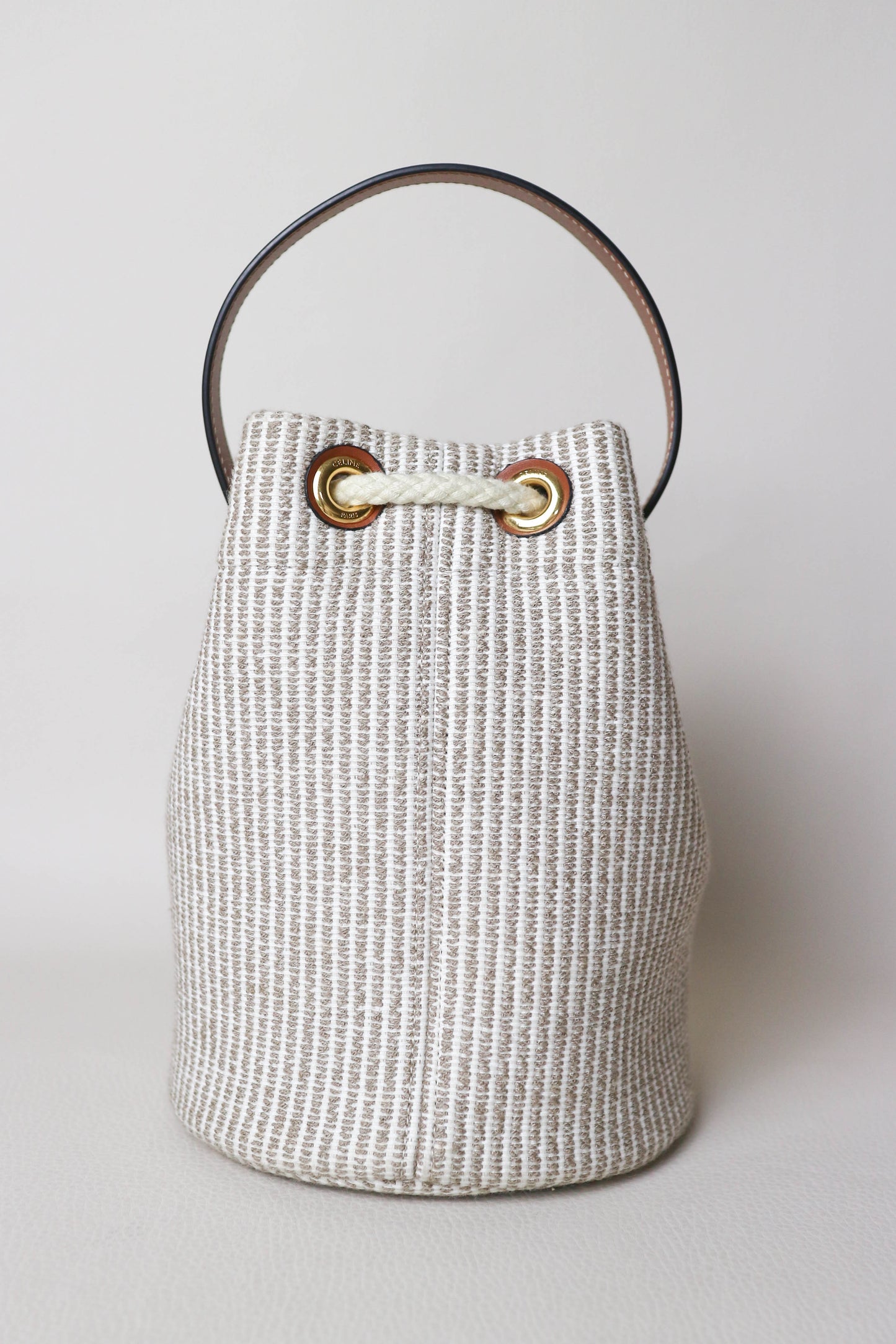 CELINE Canvas Mini Bucket Bag Beige
