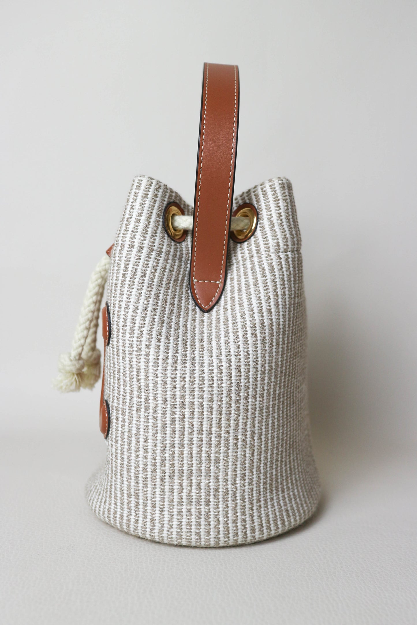 CELINE Canvas Mini Bucket Bag Beige