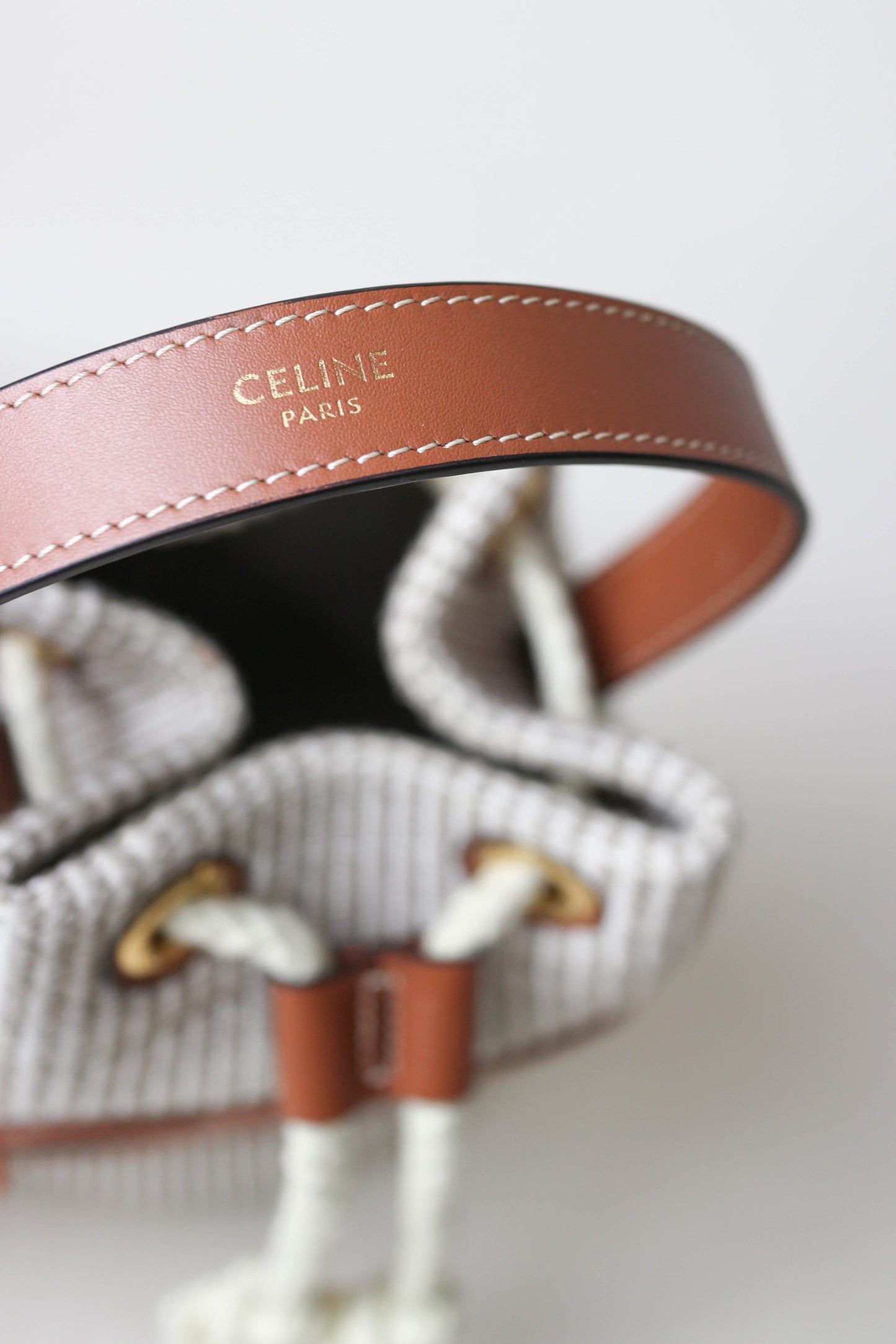 CELINE Canvas Mini Bucket Bag Beige