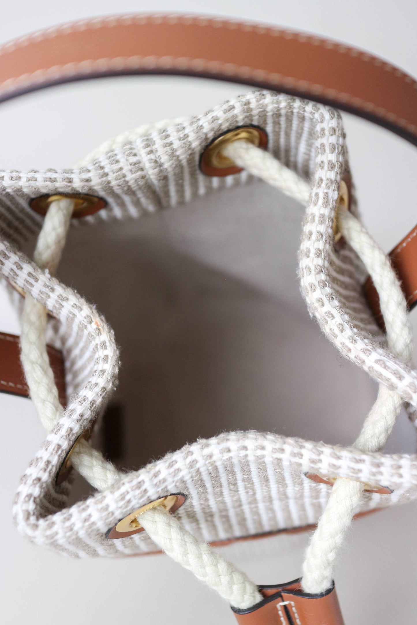 CELINE Canvas Mini Bucket Bag Beige
