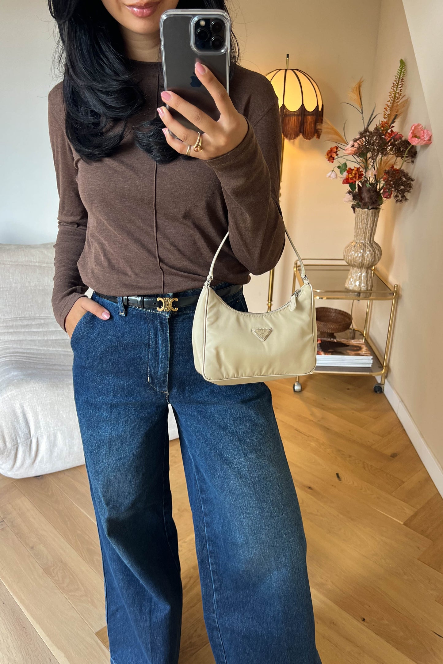 Prada Nylon Re-edition 2005 Handbag Beige
