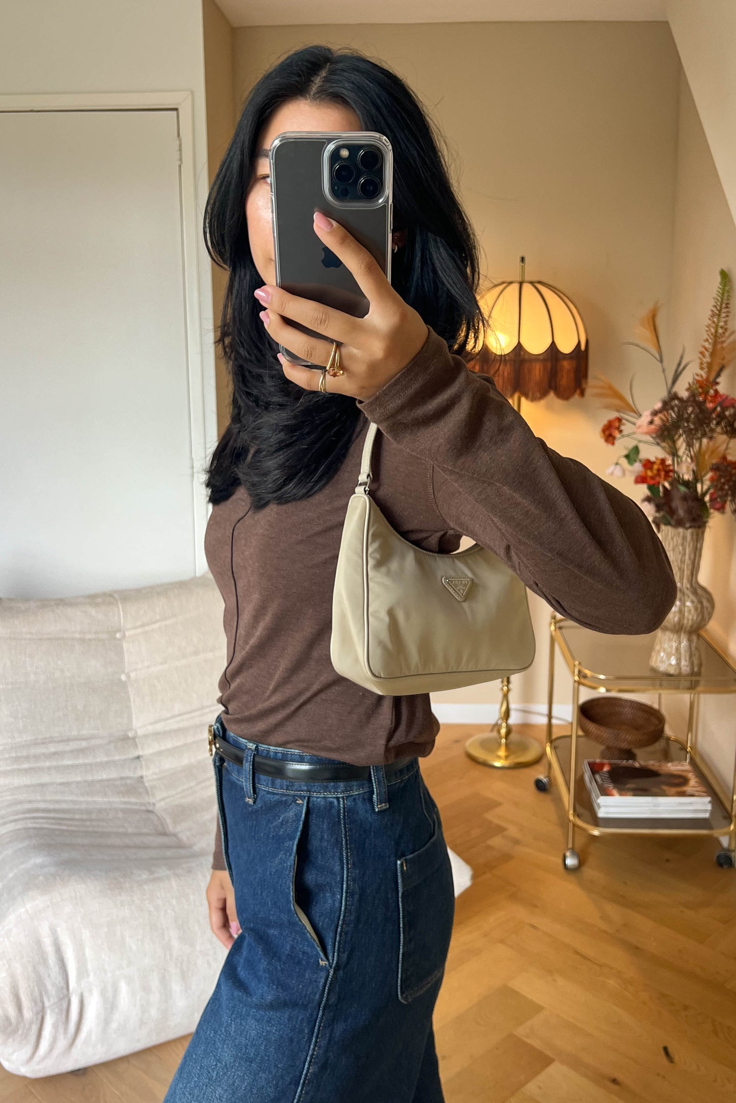 Prada Nylon Re-edition 2005 Handbag Beige