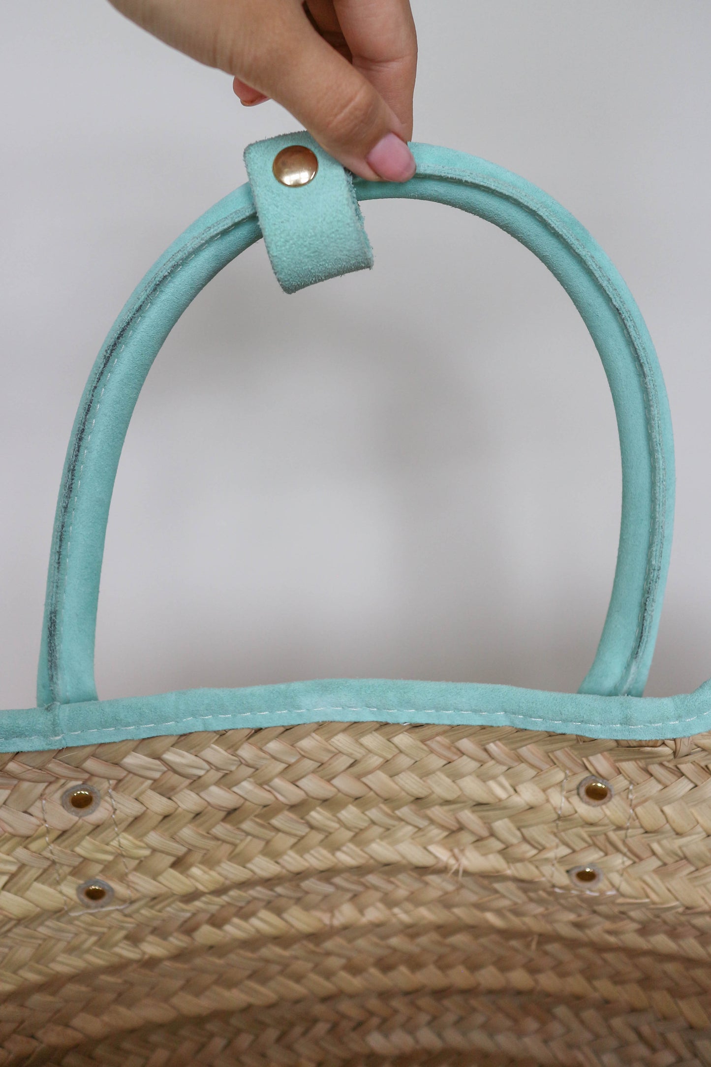 Jacquemus Raffia Leather Tote Bag Turquoise