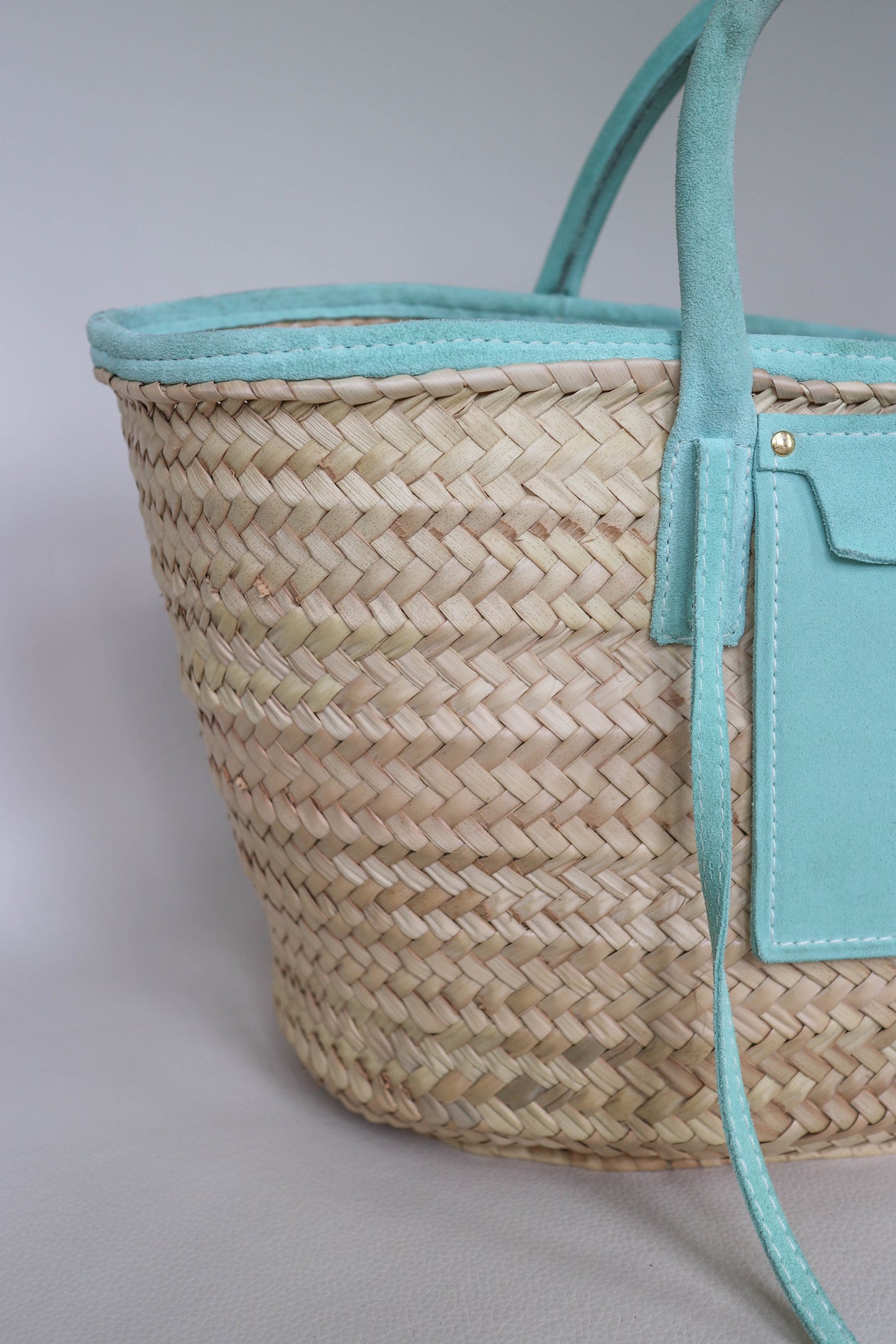 Jacquemus Raffia Leather Tote Bag Turquoise