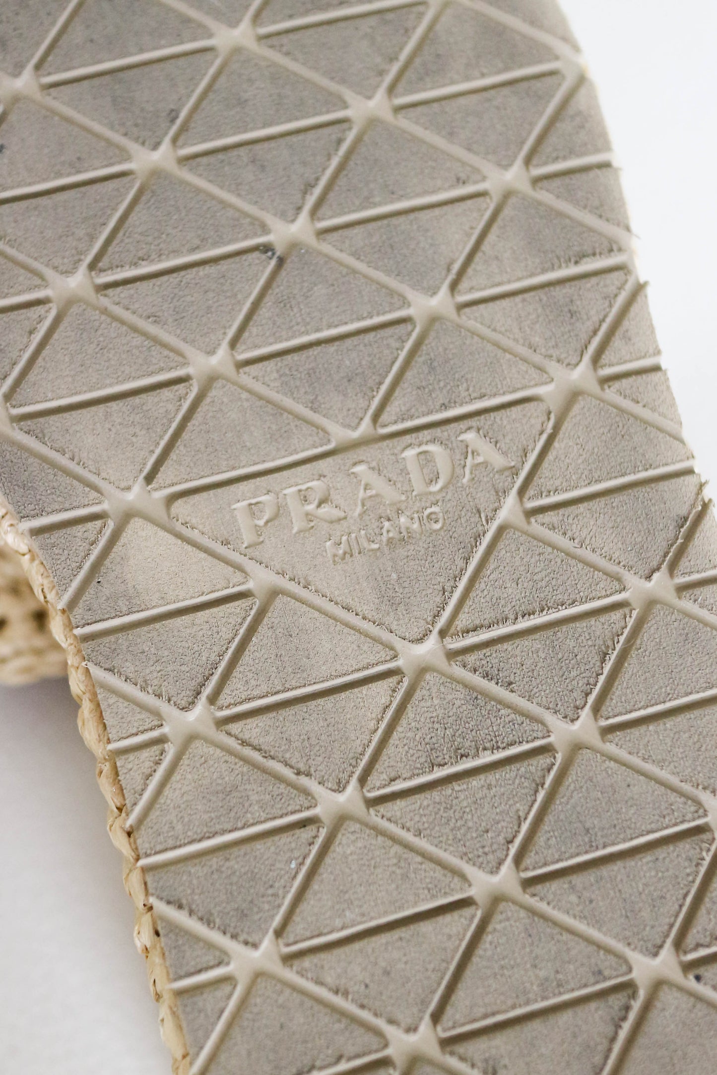 Prada Logo Raffia Platform Sandals