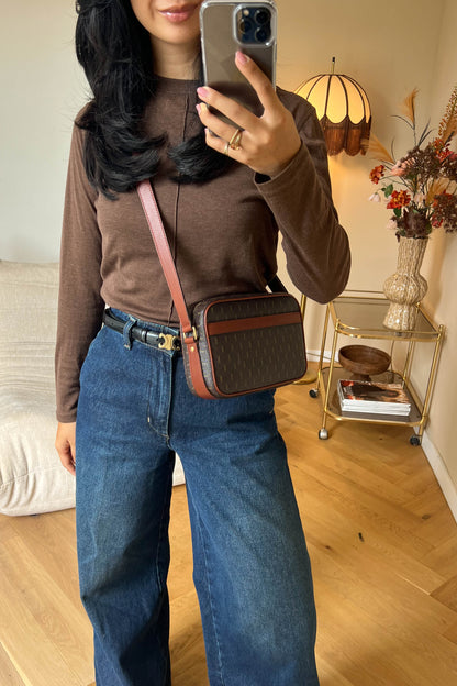 Saint Laurent Monogram Camera Crossbody Bag Brown