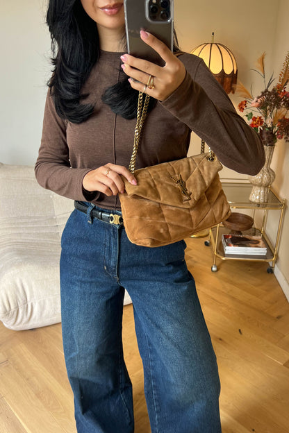 Saint Laurent Loulou Puffer Shoulder Bag Small Suede