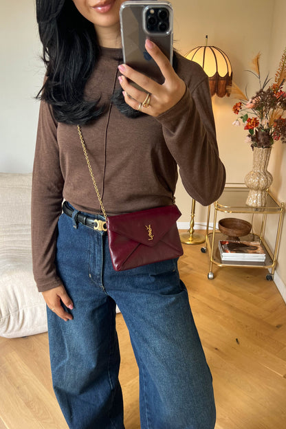 Saint Laurent Cassandre Mini Clutch Bag Burgundy