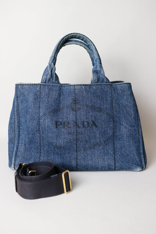 Prada Vintage Canapa Denim Tote Bag
