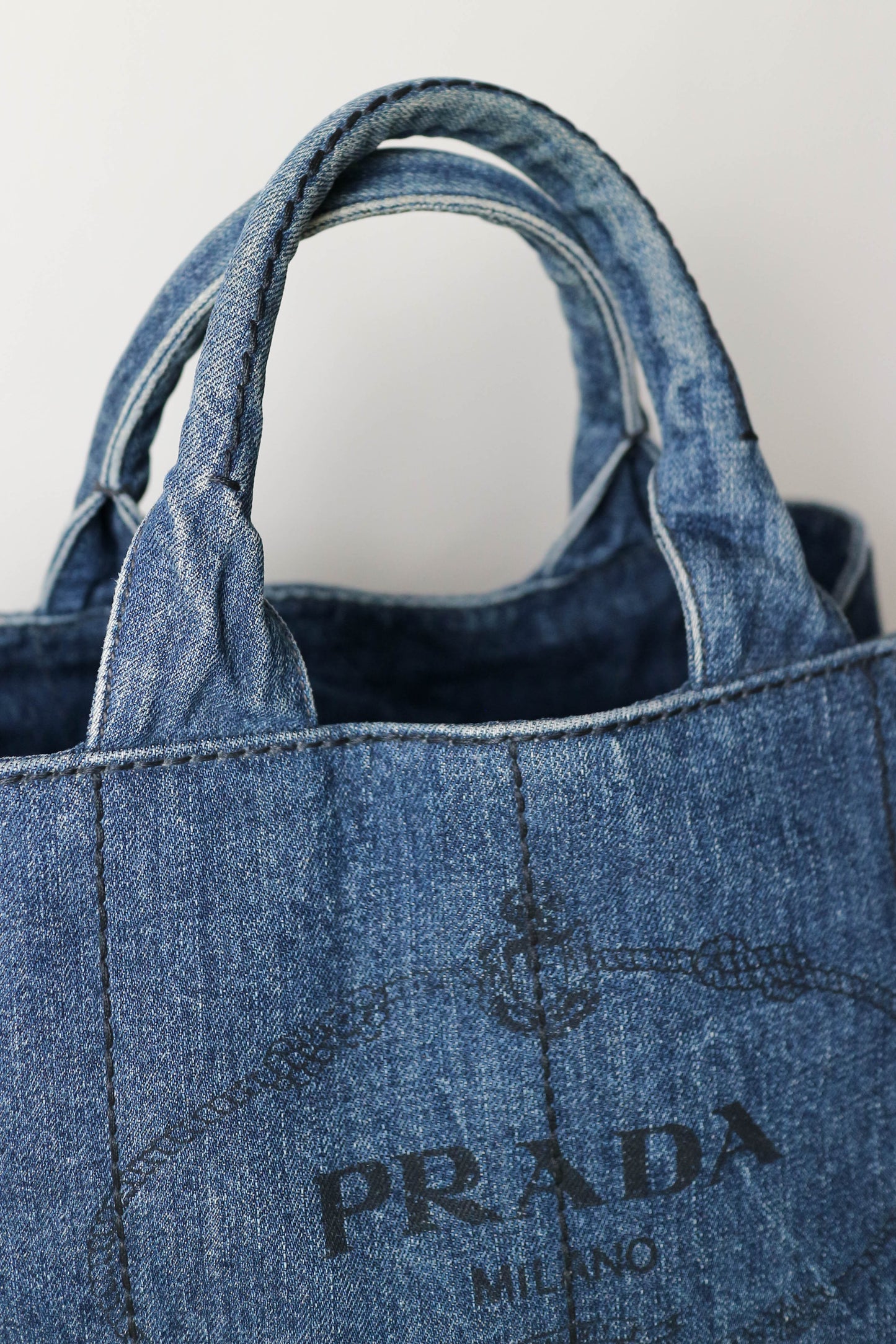 Prada Vintage Canapa Denim Tote Bag