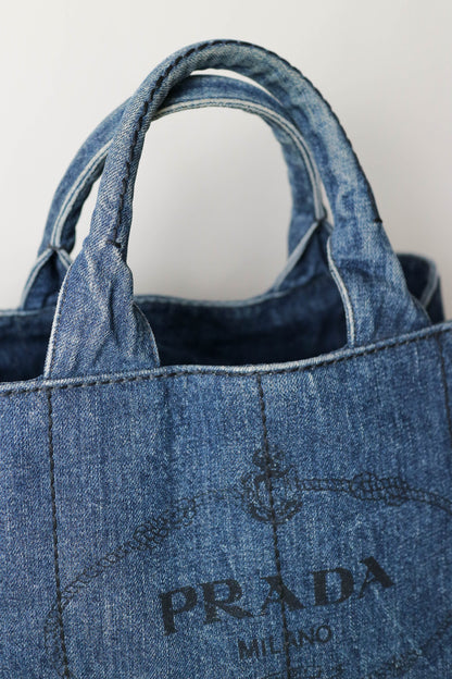 Prada Vintage Canapa Denim Tote Bag