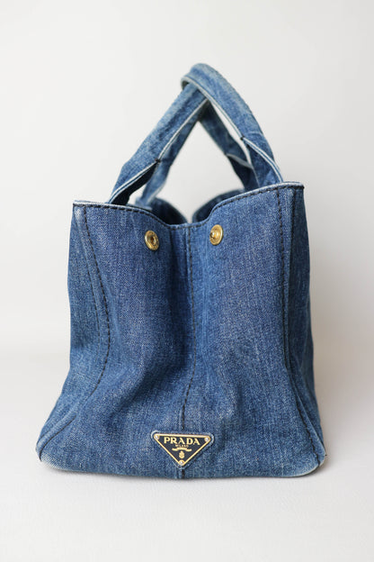 Prada Vintage Canapa Denim Tote Bag