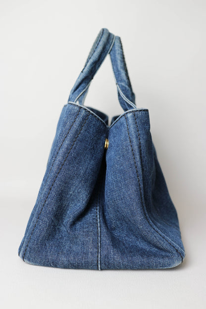 Prada Vintage Canapa Denim Tote Bag