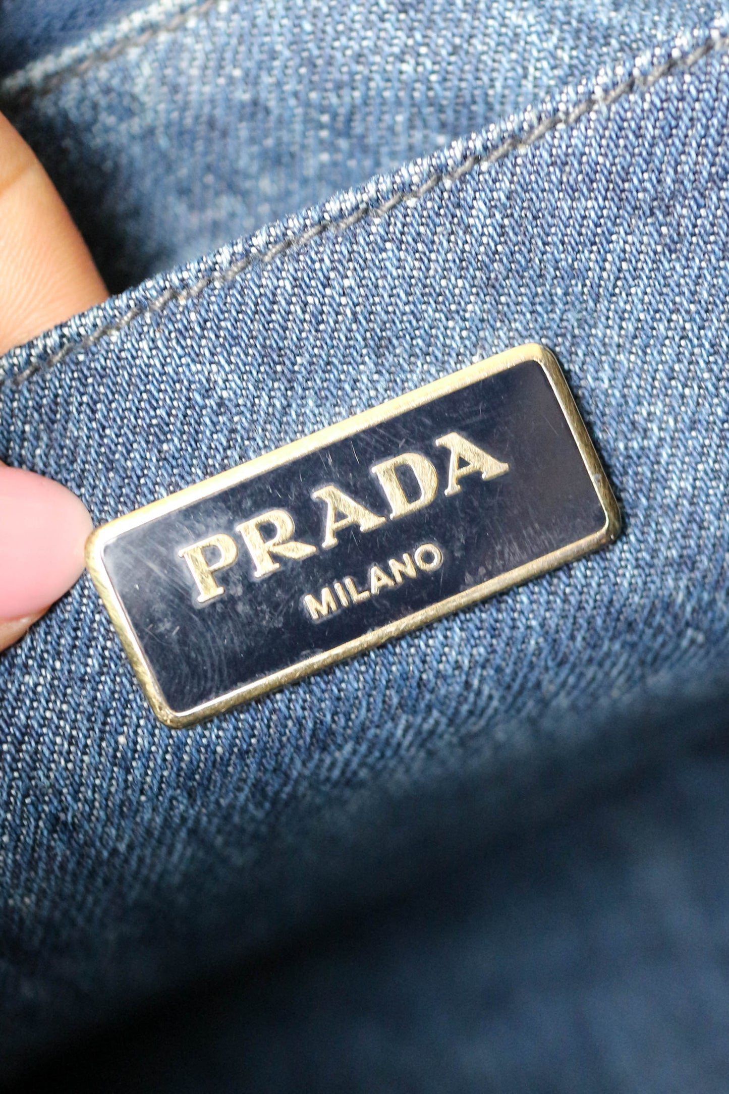 Prada Vintage Canapa Denim Tote Bag