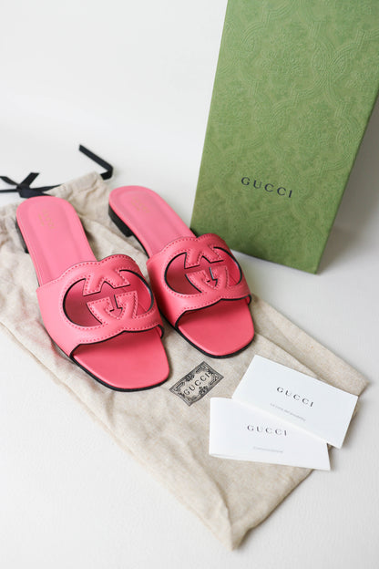 Gucci GG Leather Sandals Pink