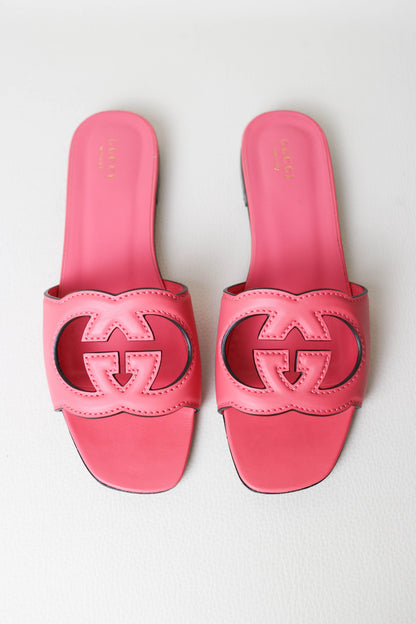 Gucci GG Leather Sandals Pink