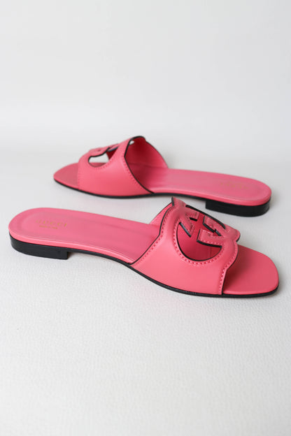 Gucci GG Leather Sandals Pink