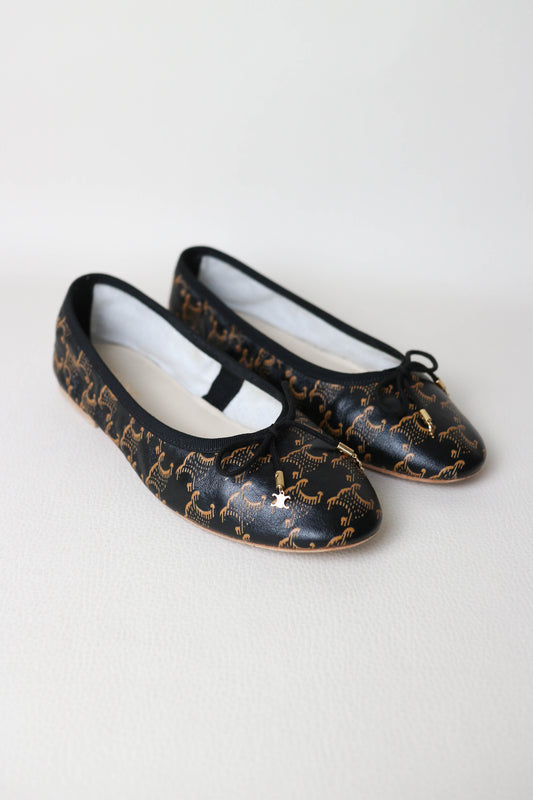 CELINE Triomphe Leather Ballerina’s