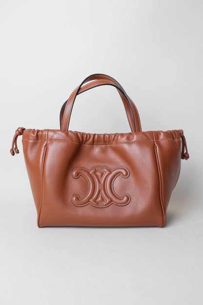 CELINE Triomphe Drawstring Tote Bag Brown