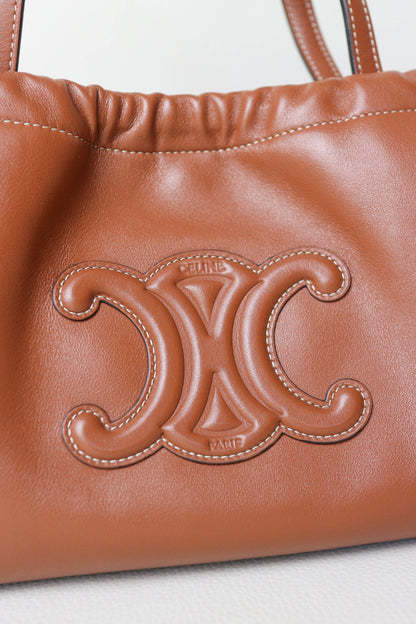 CELINE Triomphe Drawstring Tote Bag Brown