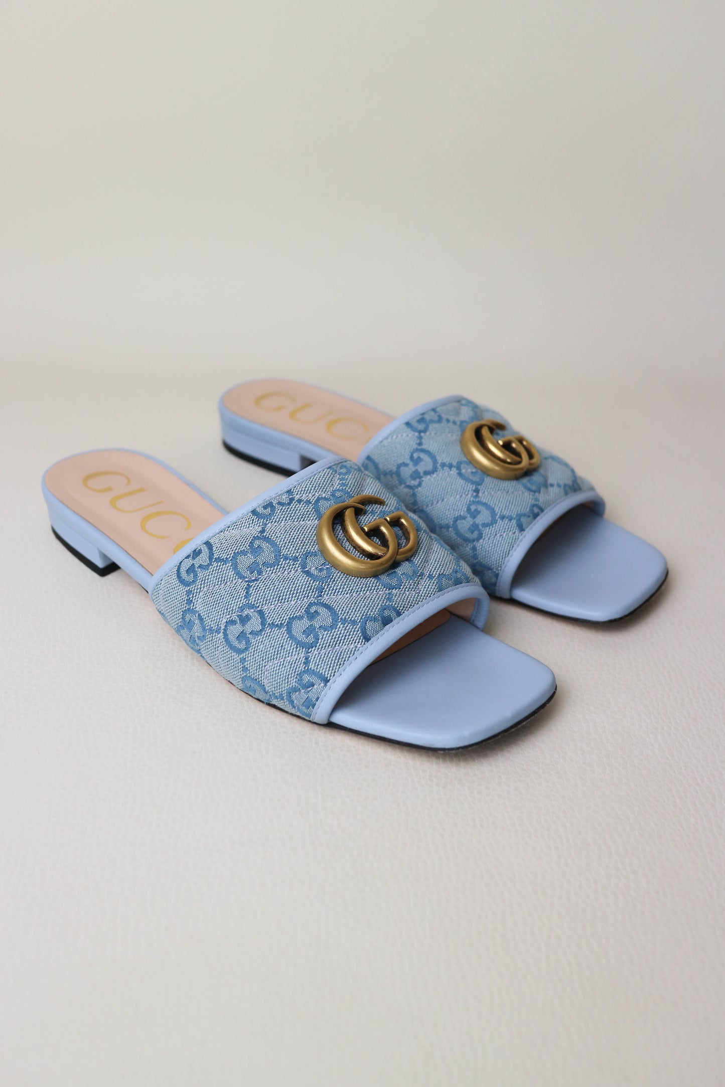 Gucci Marmont Monogram Canvas Sandals Blue