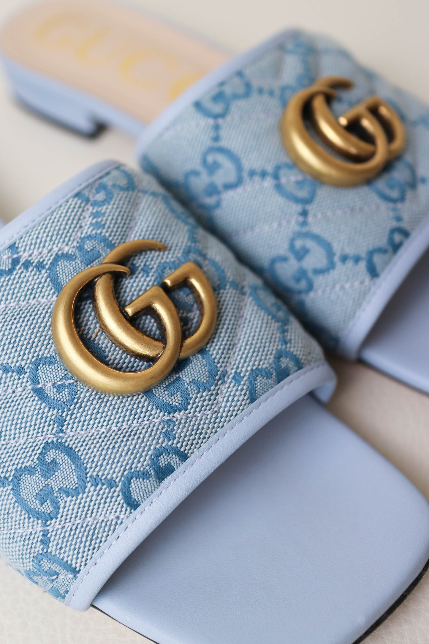Gucci Marmont Monogram Canvas Sandals Blue