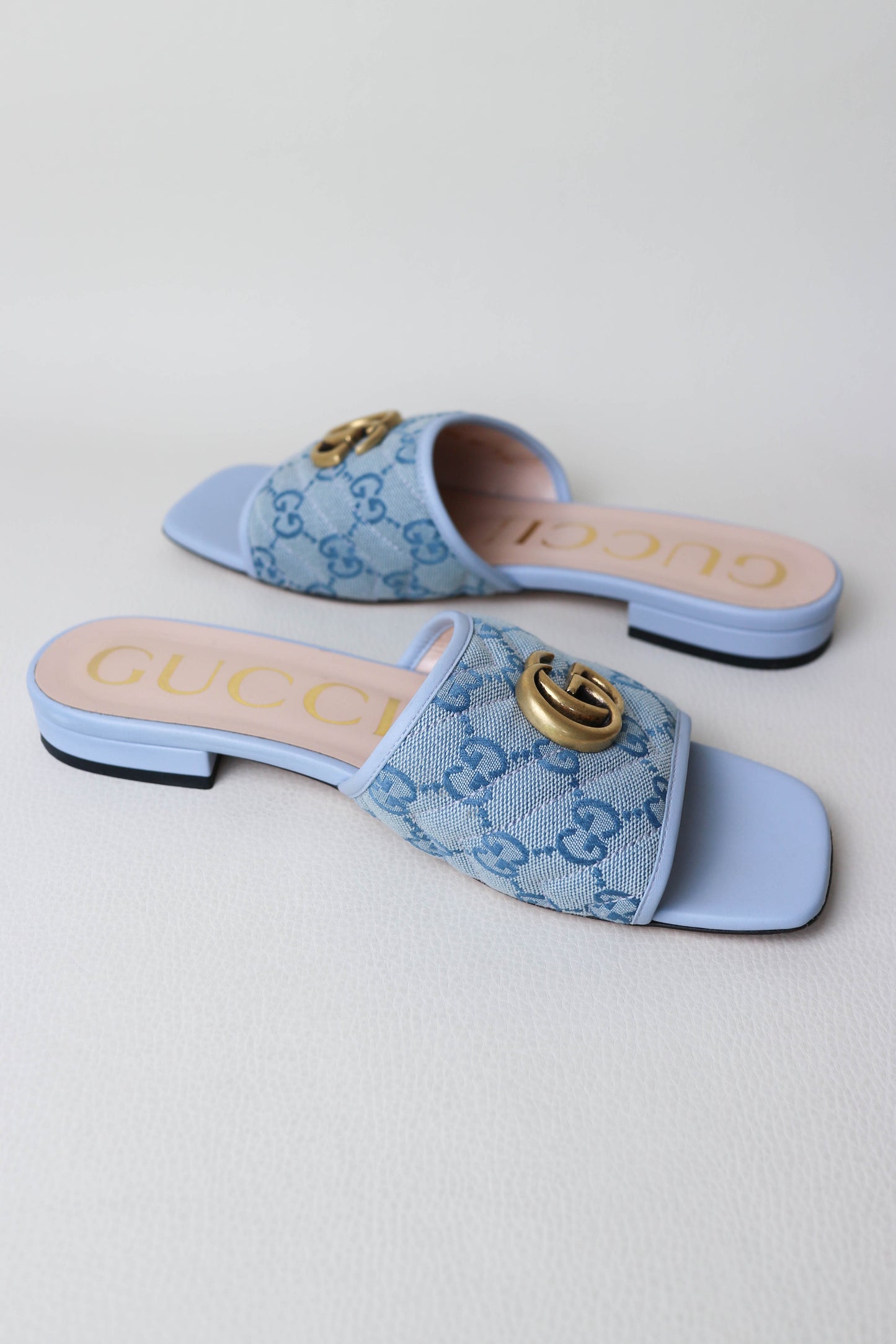 Gucci Marmont Monogram Canvas Sandals Blue