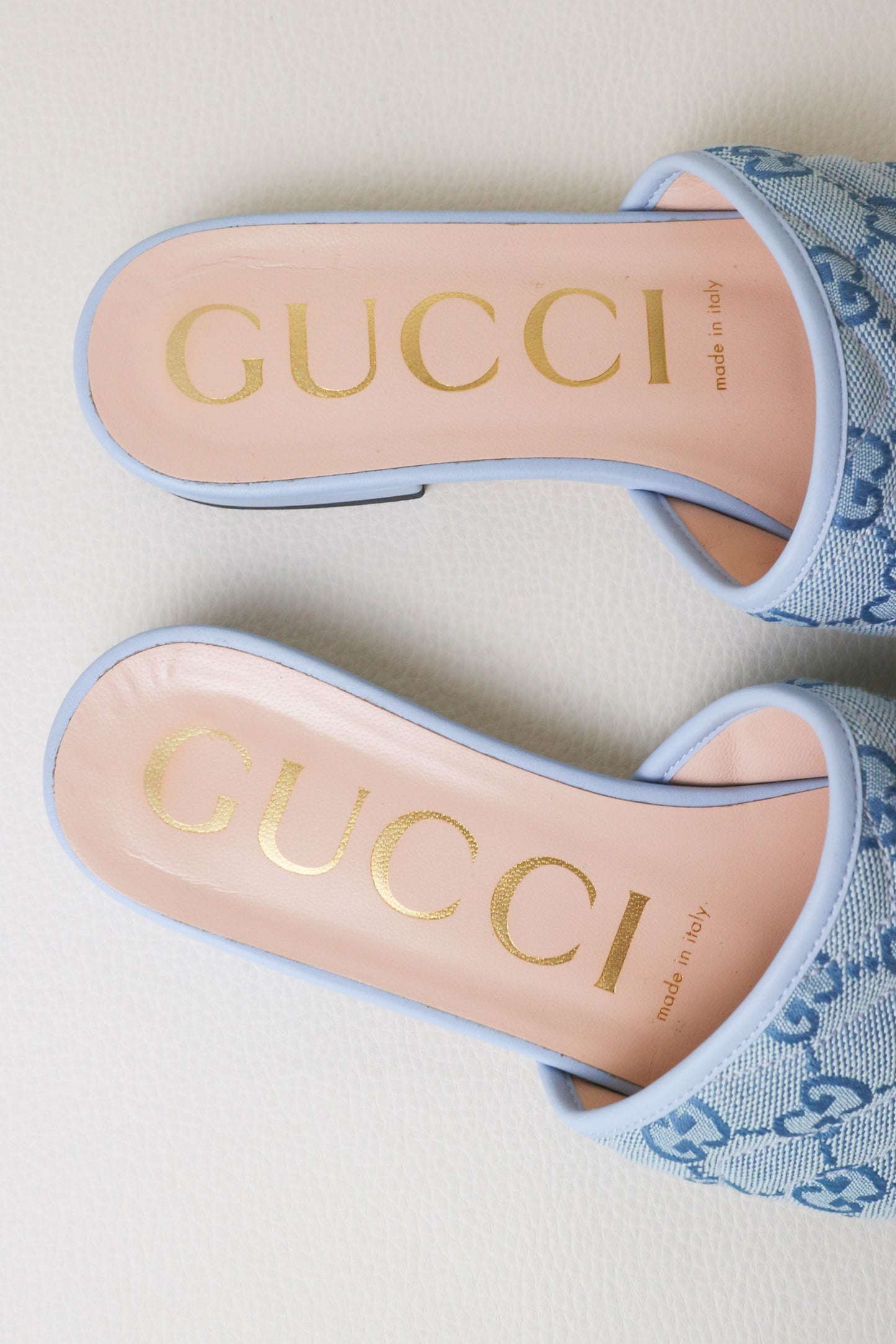 Gucci Marmont Monogram Canvas Sandals Blue