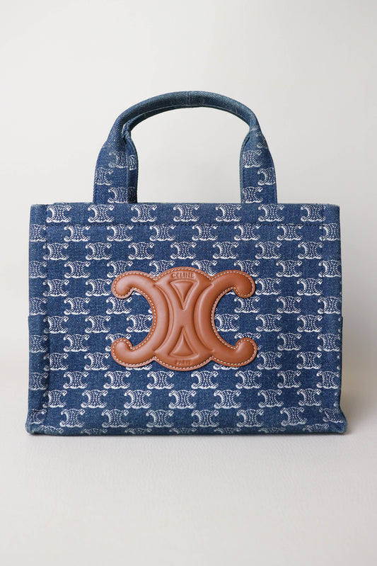 CELINE Triomphe Denim Tote Bag
