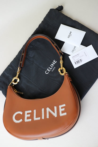 CELINE Logo Ava Shoulder Bag Brown