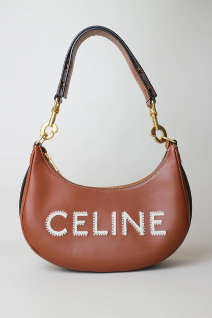 CELINE Logo Ava Shoulder Bag Brown
