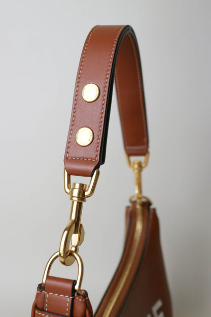 CELINE Logo Ava Shoulder Bag Brown