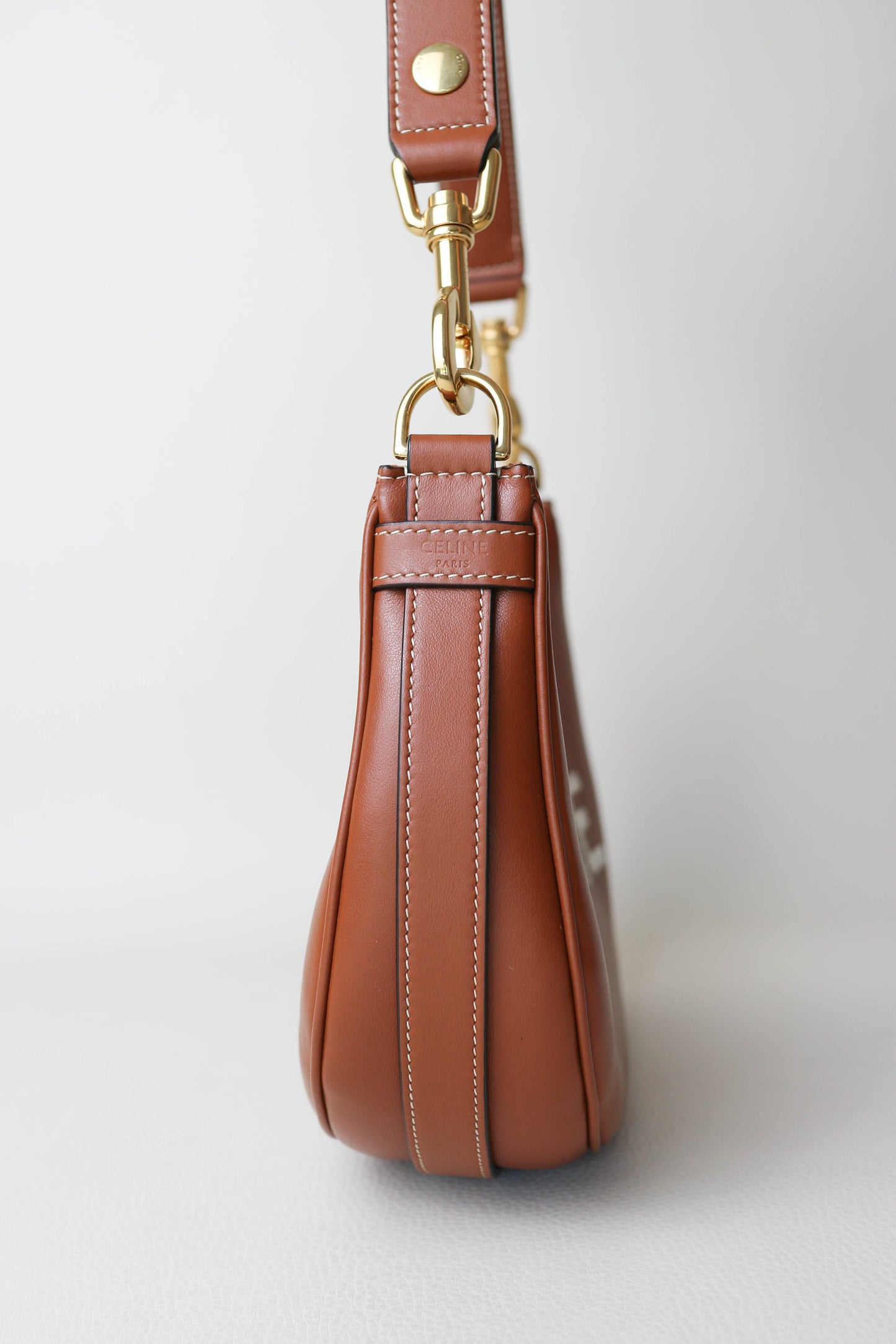 CELINE Logo Ava Shoulder Bag Brown