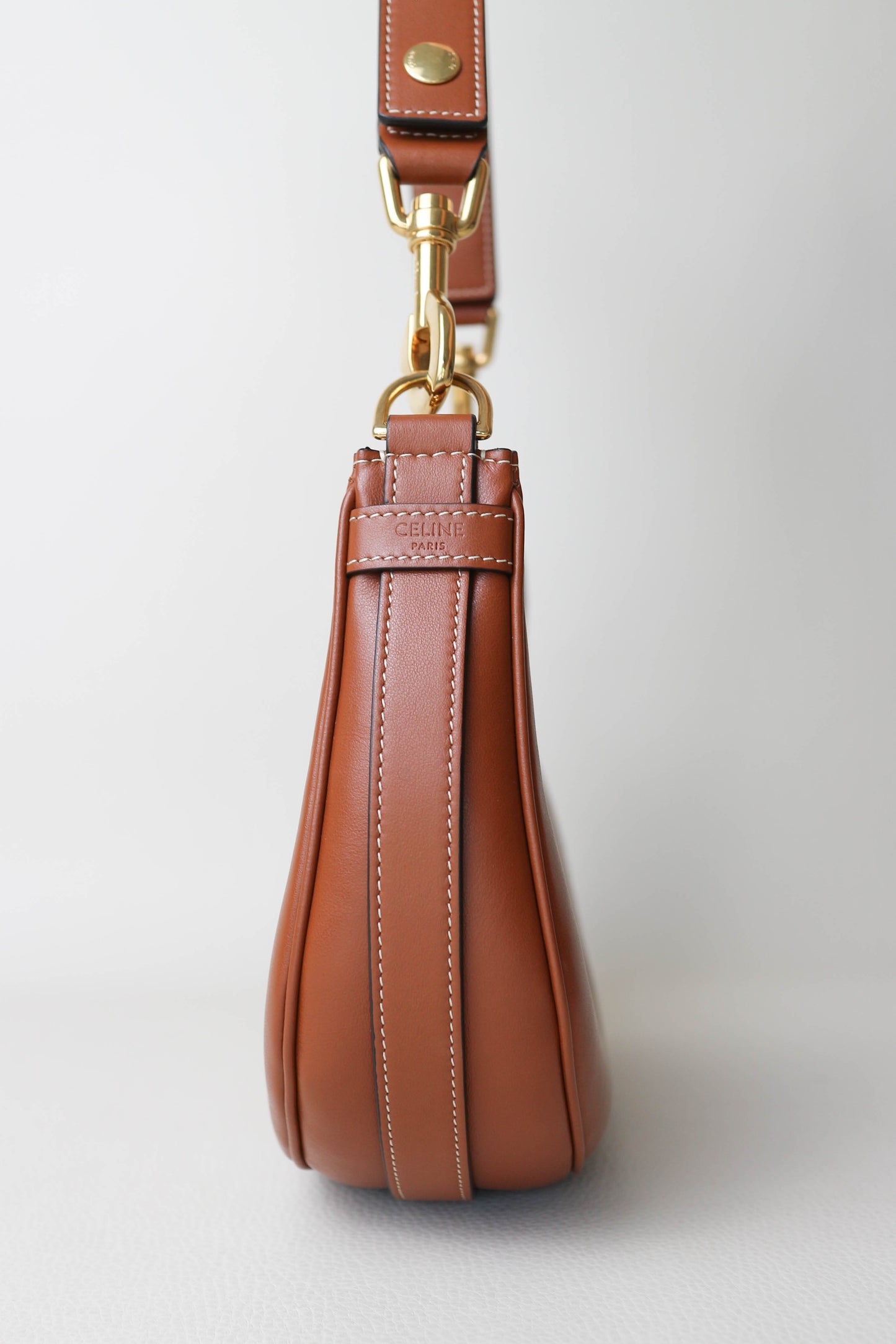 CELINE Logo Ava Shoulder Bag Brown