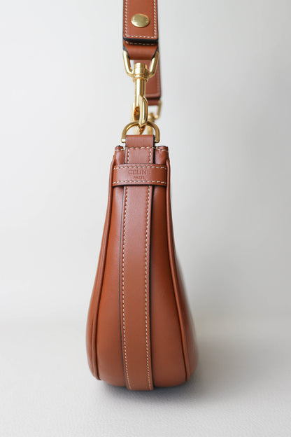 CELINE Logo Ava Shoulder Bag Brown