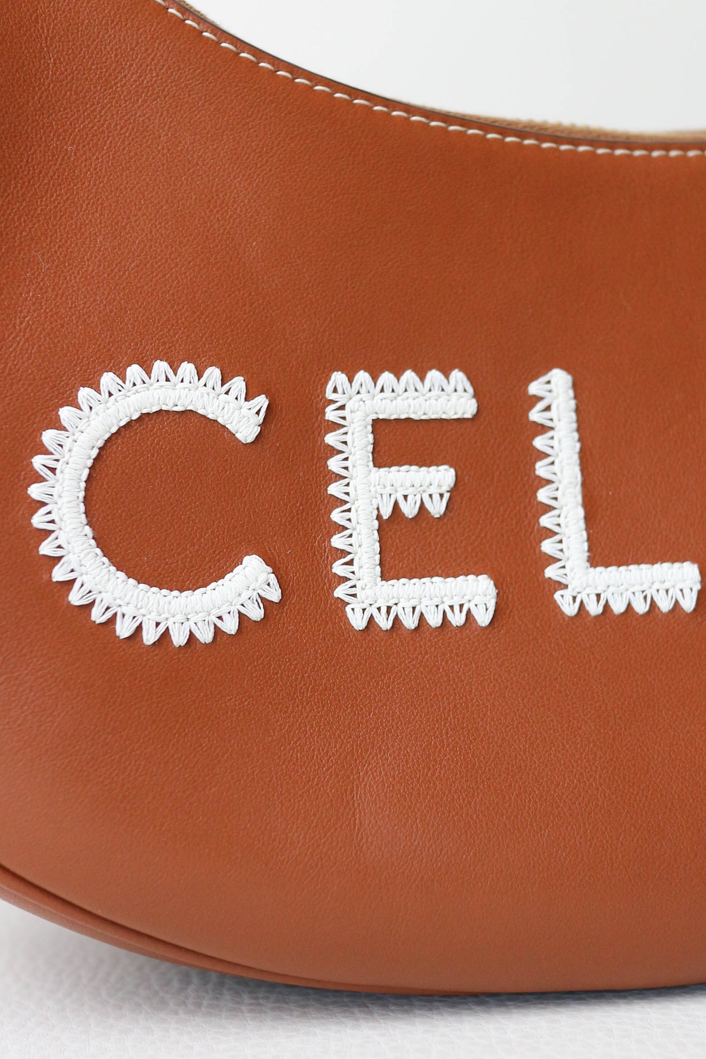 CELINE Logo Ava Shoulder Bag Brown