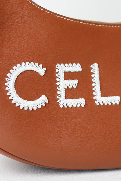 CELINE Logo Ava Shoulder Bag Brown