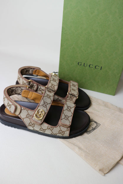 Gucci Monogram Canvas Sandals Brown