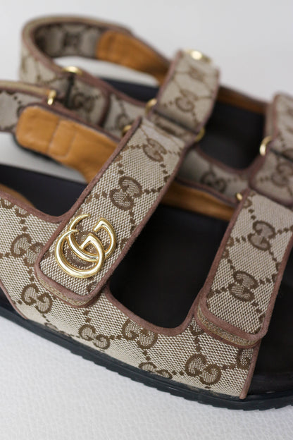 Gucci Monogram Canvas Sandals Brown