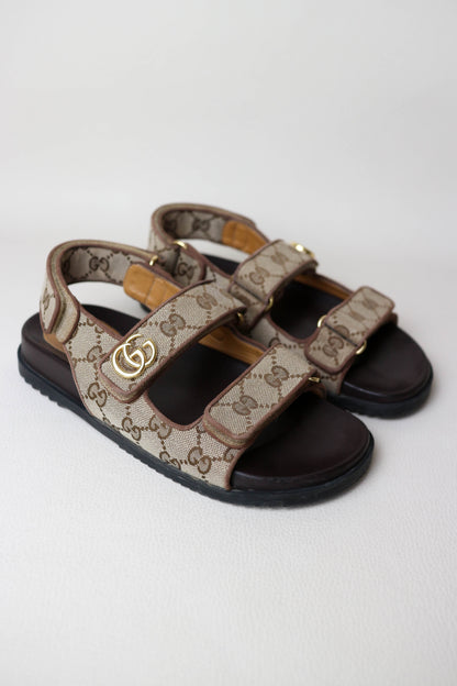Gucci Monogram Canvas Sandals Brown