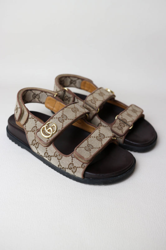 Gucci Monogram Canvas Sandals Brown