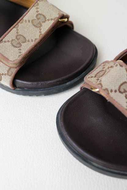 Gucci Monogram Canvas Sandals Brown