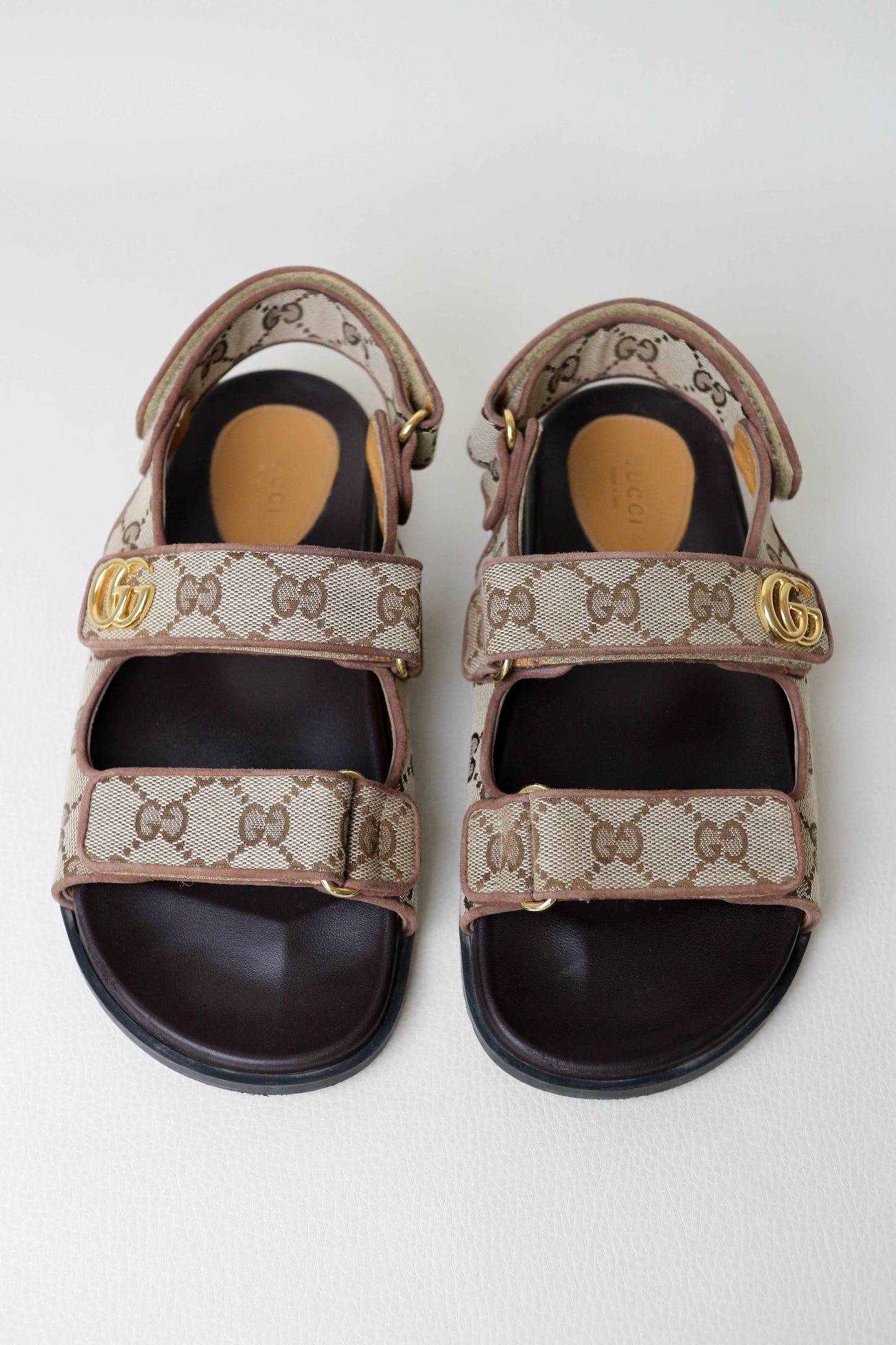 Gucci Monogram Canvas Sandals Brown