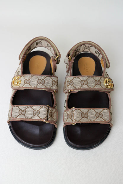 Gucci Monogram Canvas Sandals Brown