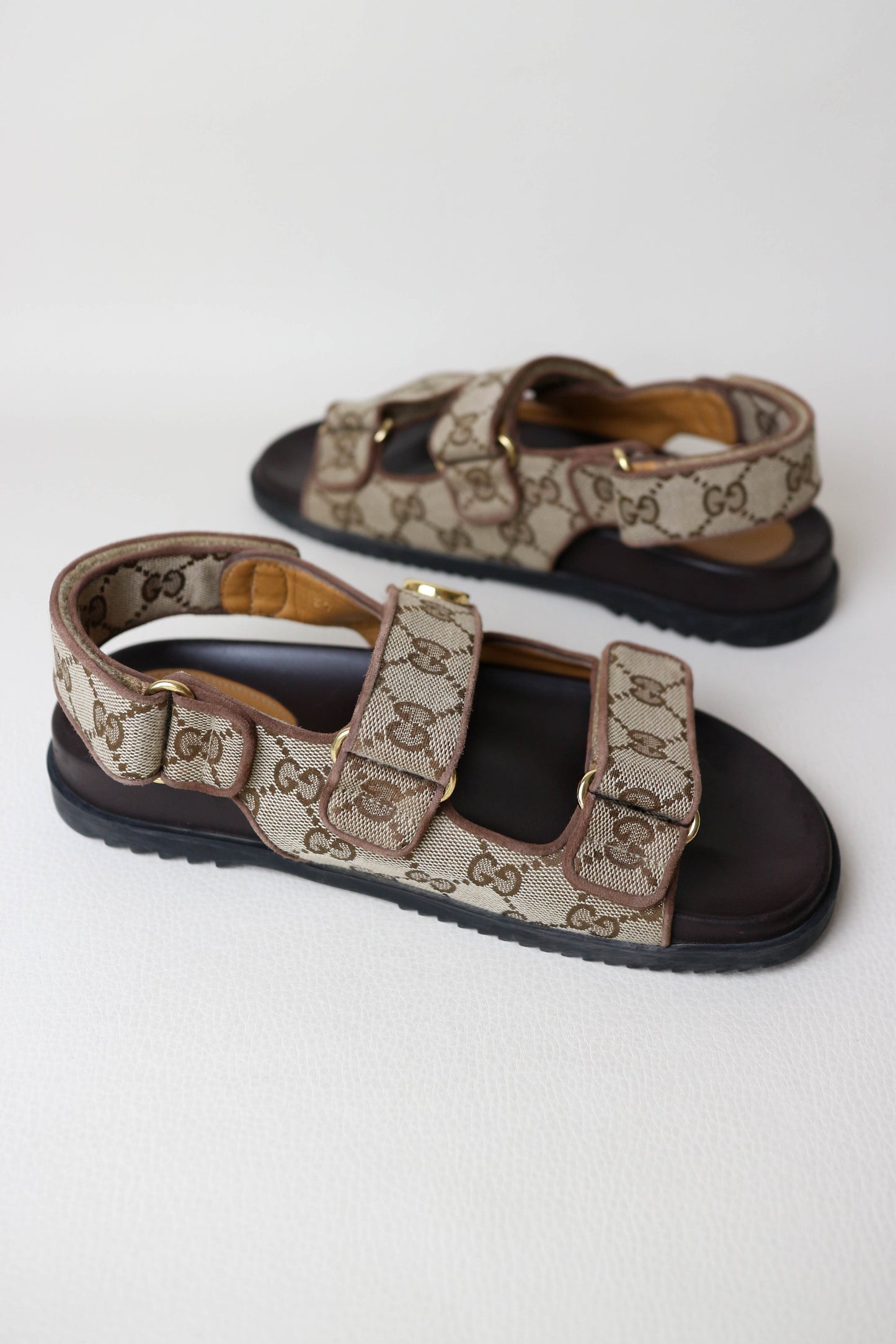 Gucci Monogram Canvas Sandals Brown