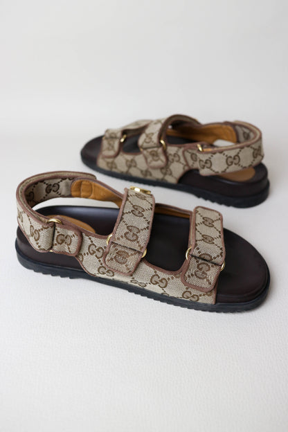 Gucci Monogram Canvas Sandals Brown