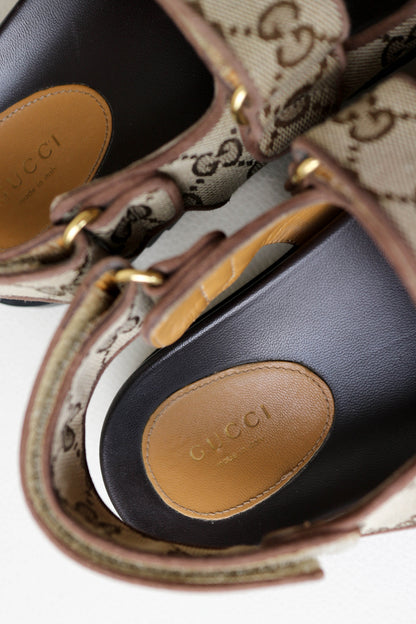 Gucci Monogram Canvas Sandals Brown