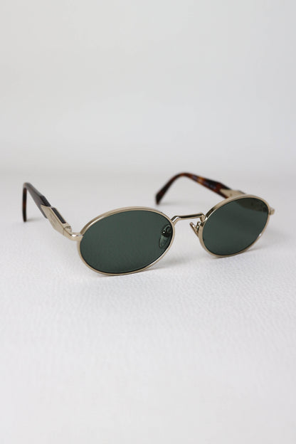 Prada Logo Oval Sunglasses Gold