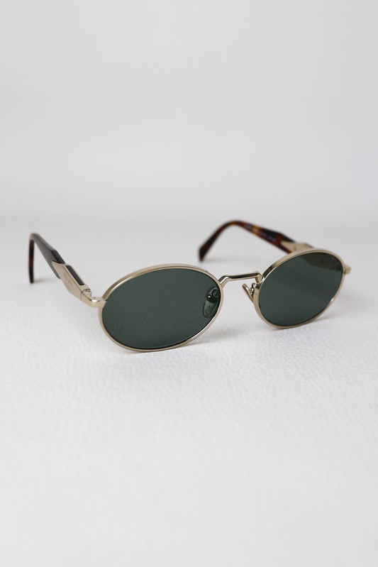 Prada Logo Oval Sunglasses Gold